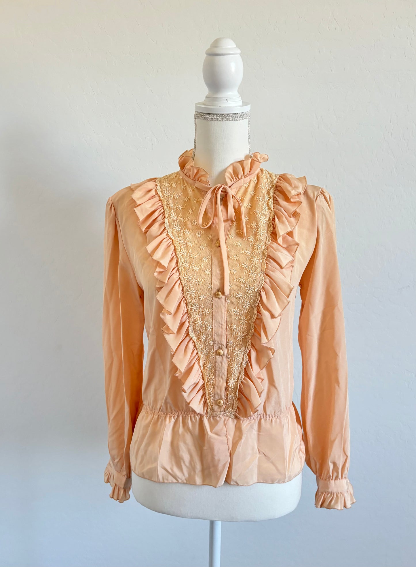 Vintage 1970’s Peach Prairie Blouse Top (Medium)