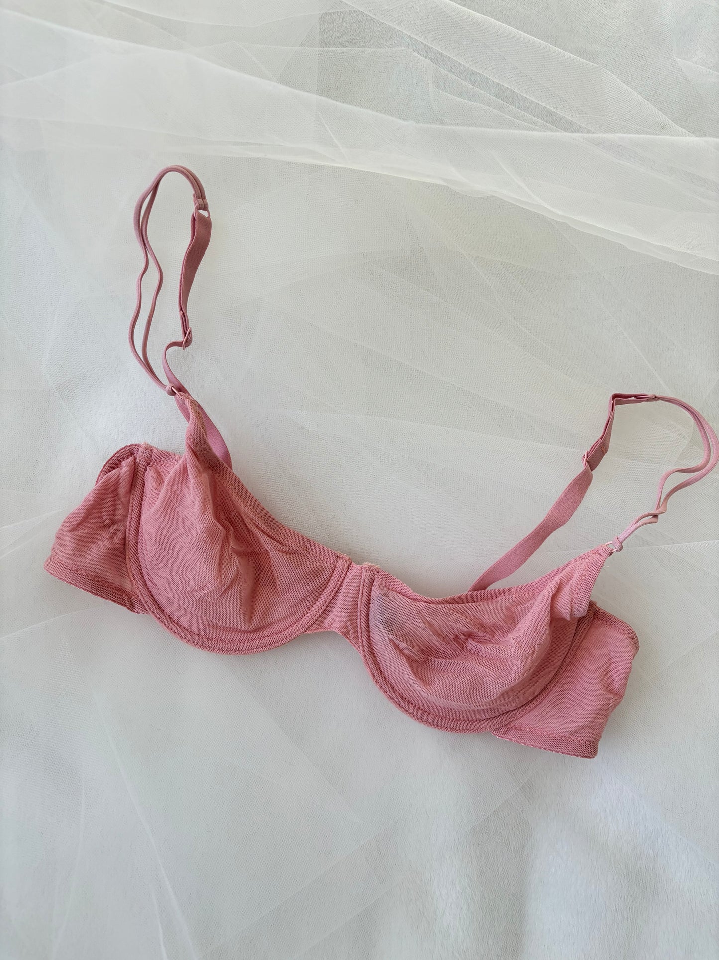 Vintage Italian Blush Pink Mesh Bra (34C)