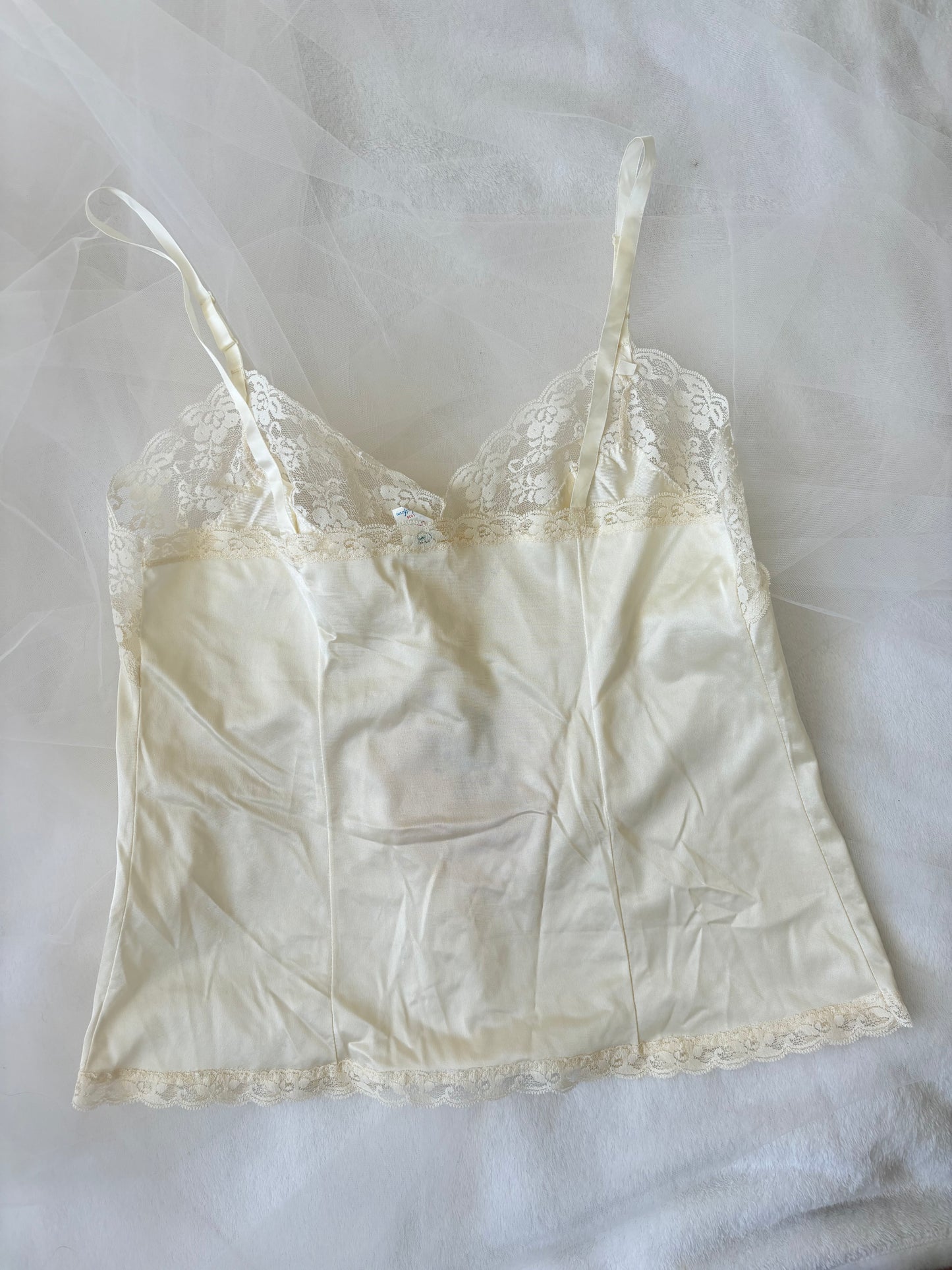 Vintage Reworked Bambi Satin Stretchy Cami 60’s Top (Large)