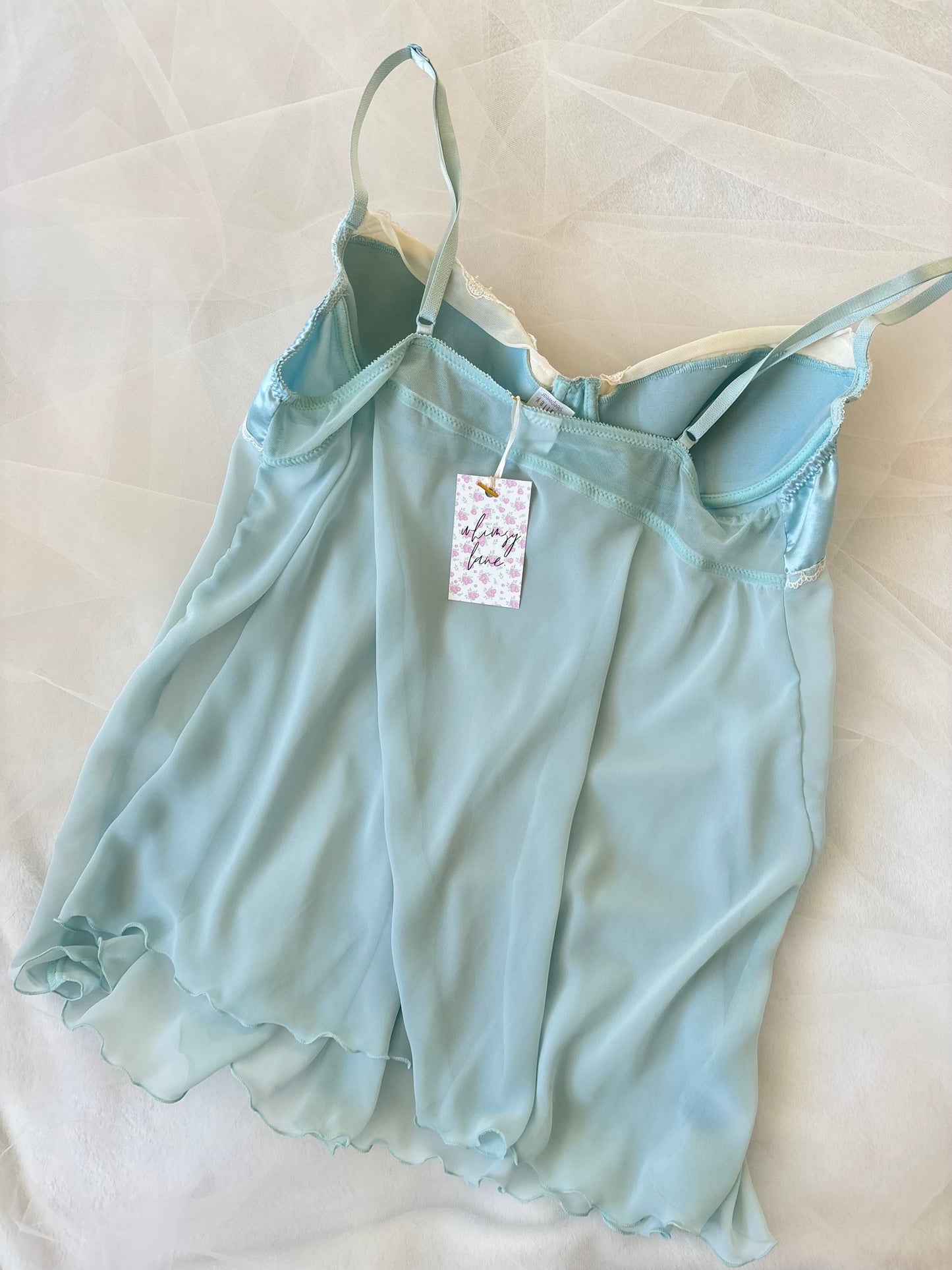 Vintage Aquamarine Babydoll Sheer Lingerie Dress (Extra Large)