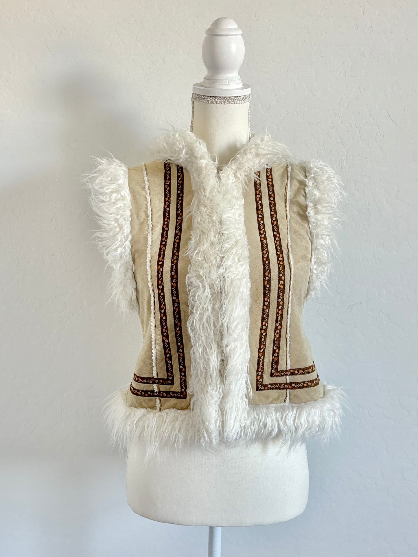 Vintage Suede Afghan Sweater Vest Coat (Small)