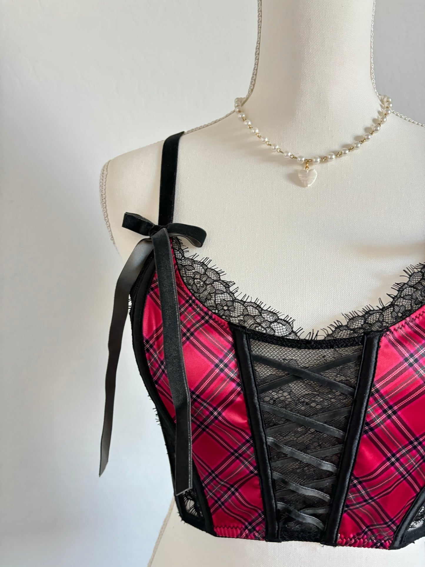 Victoria’s Secret Holiday Plaid Corset Red Top (Small)