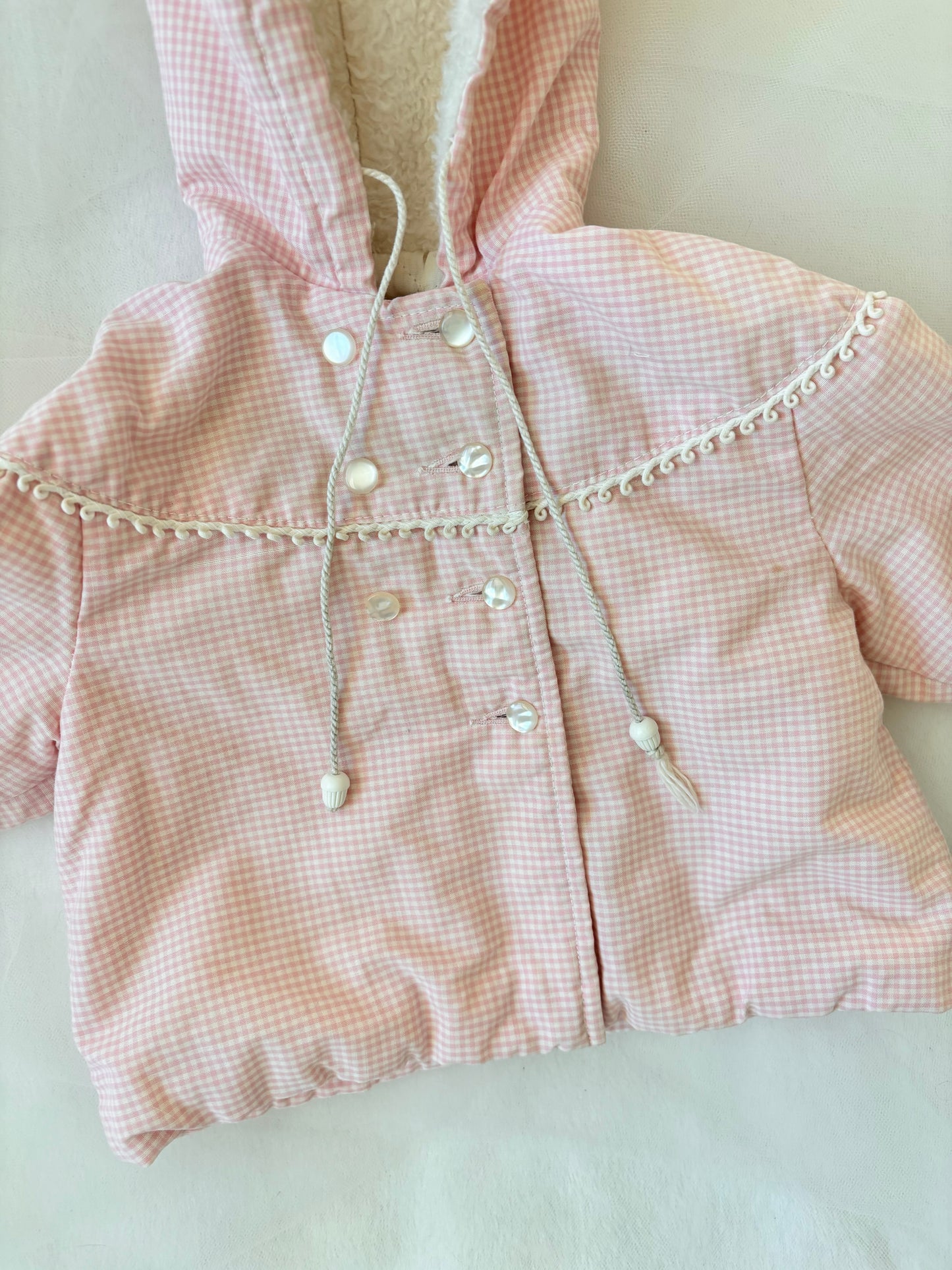 Vintage Pink Gingham Button Up Jacket (9mo)