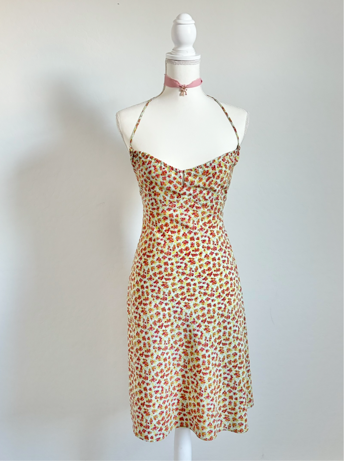 Vintage Floral Midi Summer Dress (Extra Small)