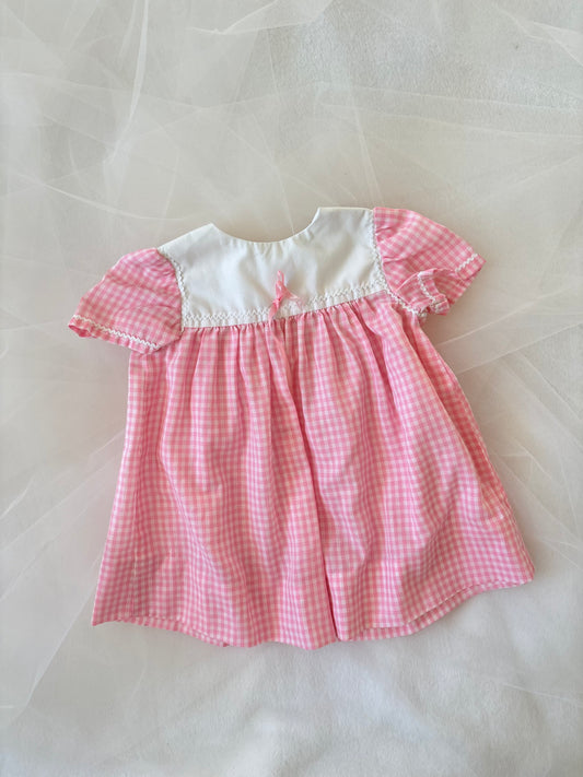 70’s Baby Pink Gingham Blouse Top (9mo)