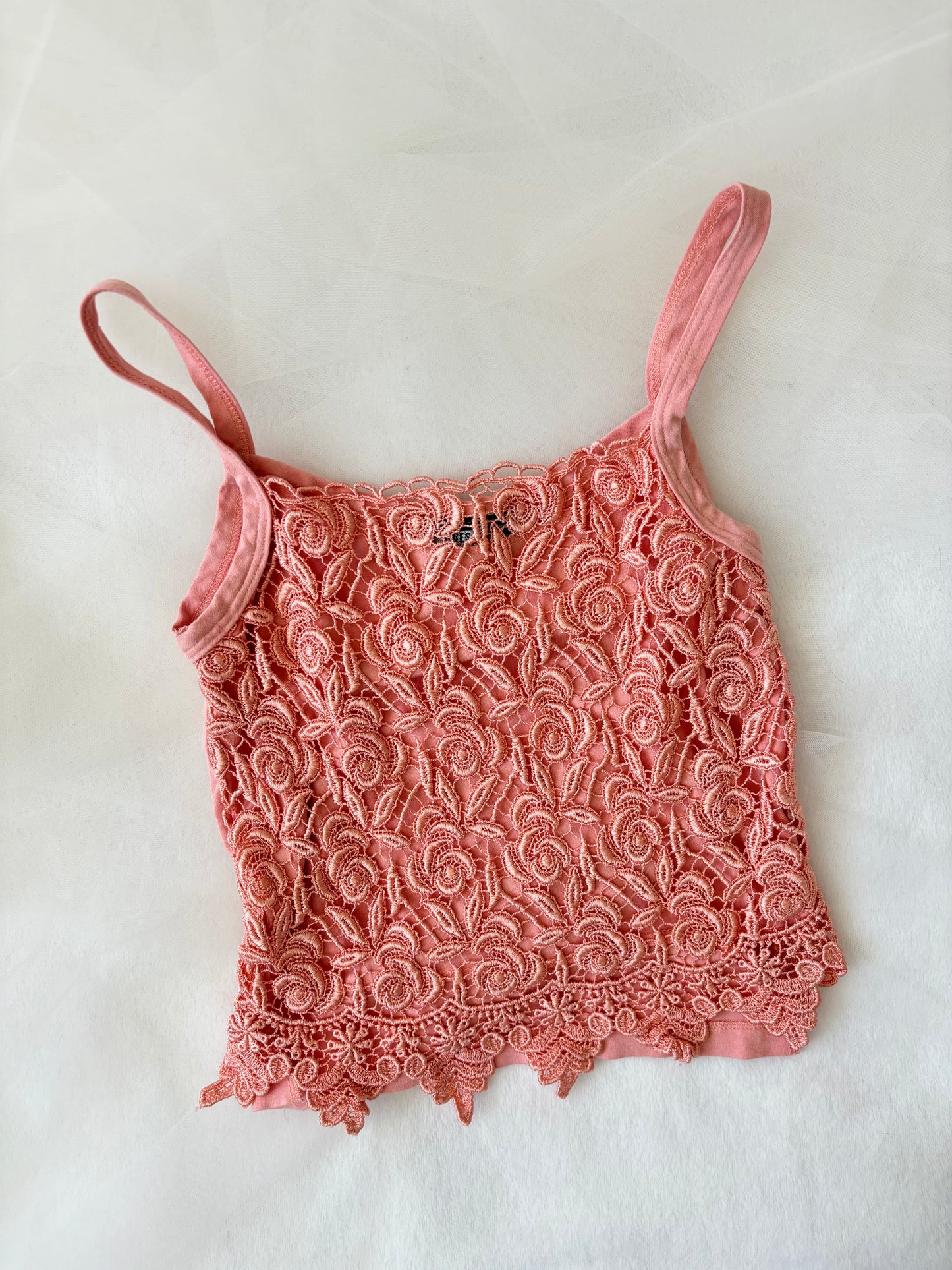 Vintage Floral Embroidered Cami Stretchy 90’s Top (Small)