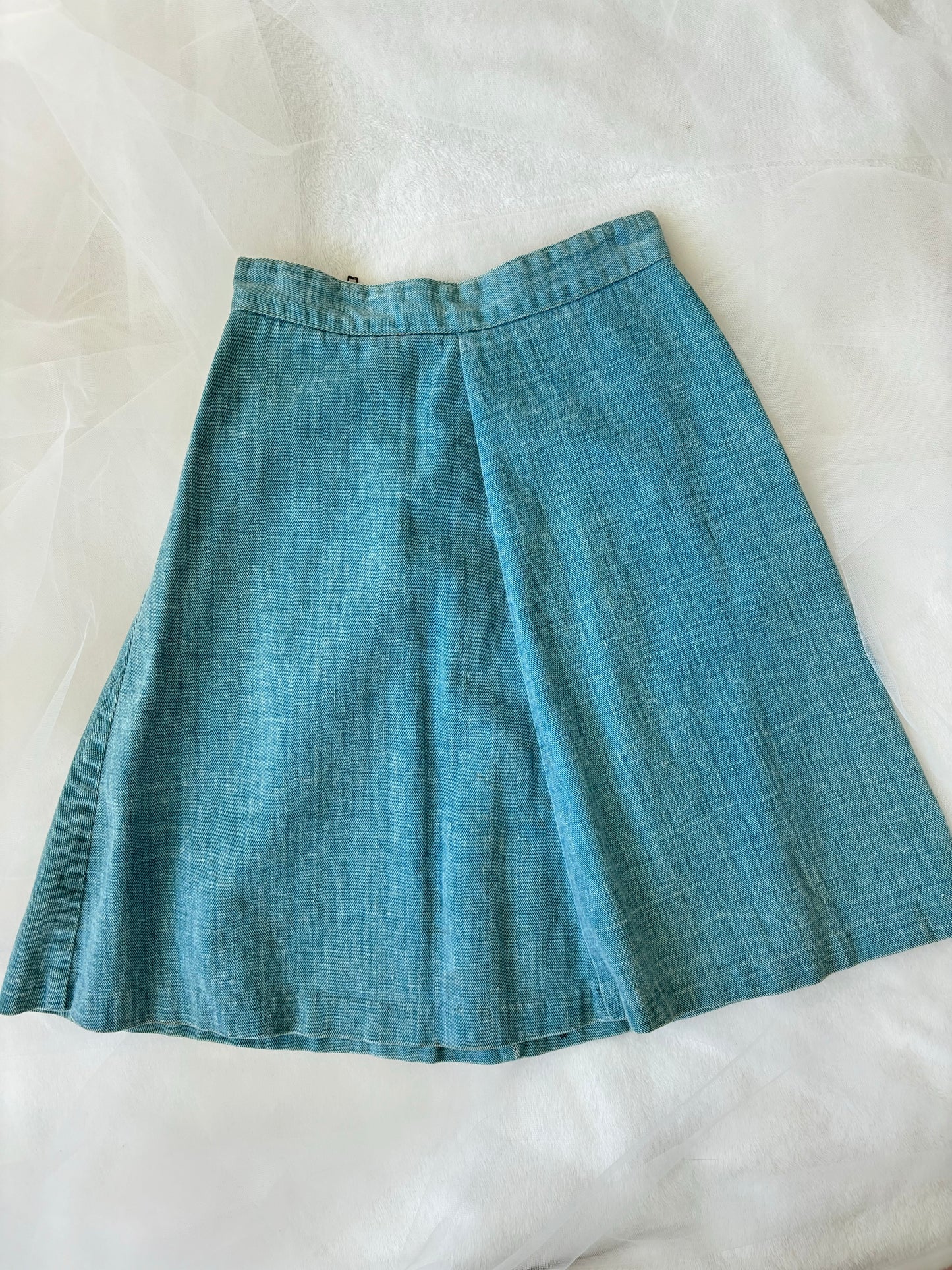 Vintage 70’s Double Zip-Up Denim A-Line Skirt (Extra Small)