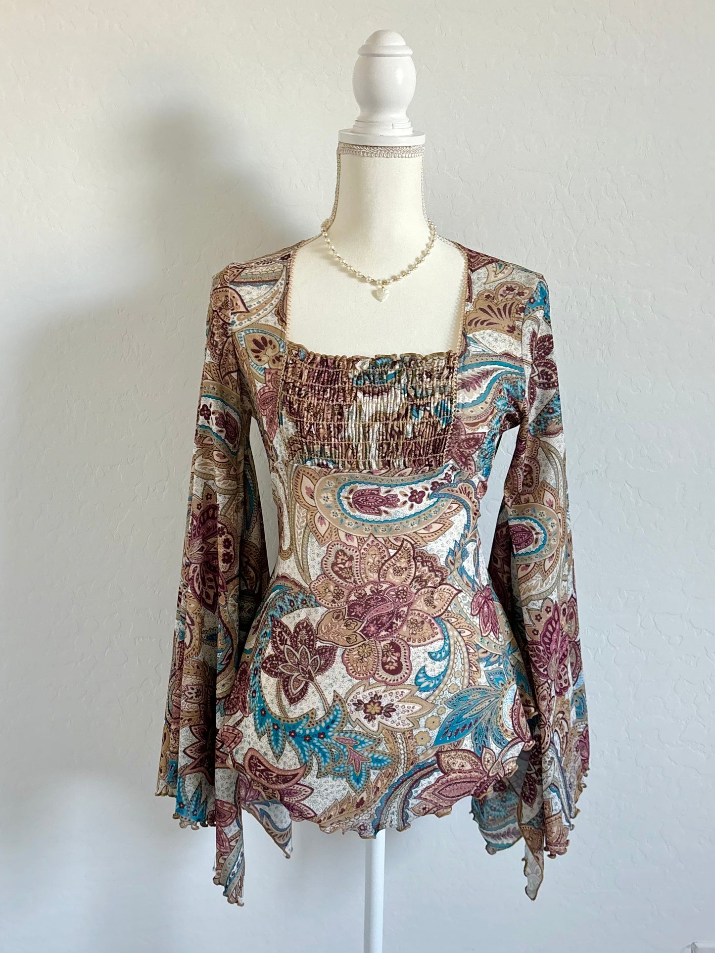 Rare Bell Sleeve Vintage 90’s Bohemian Longsleeve Top (Small)