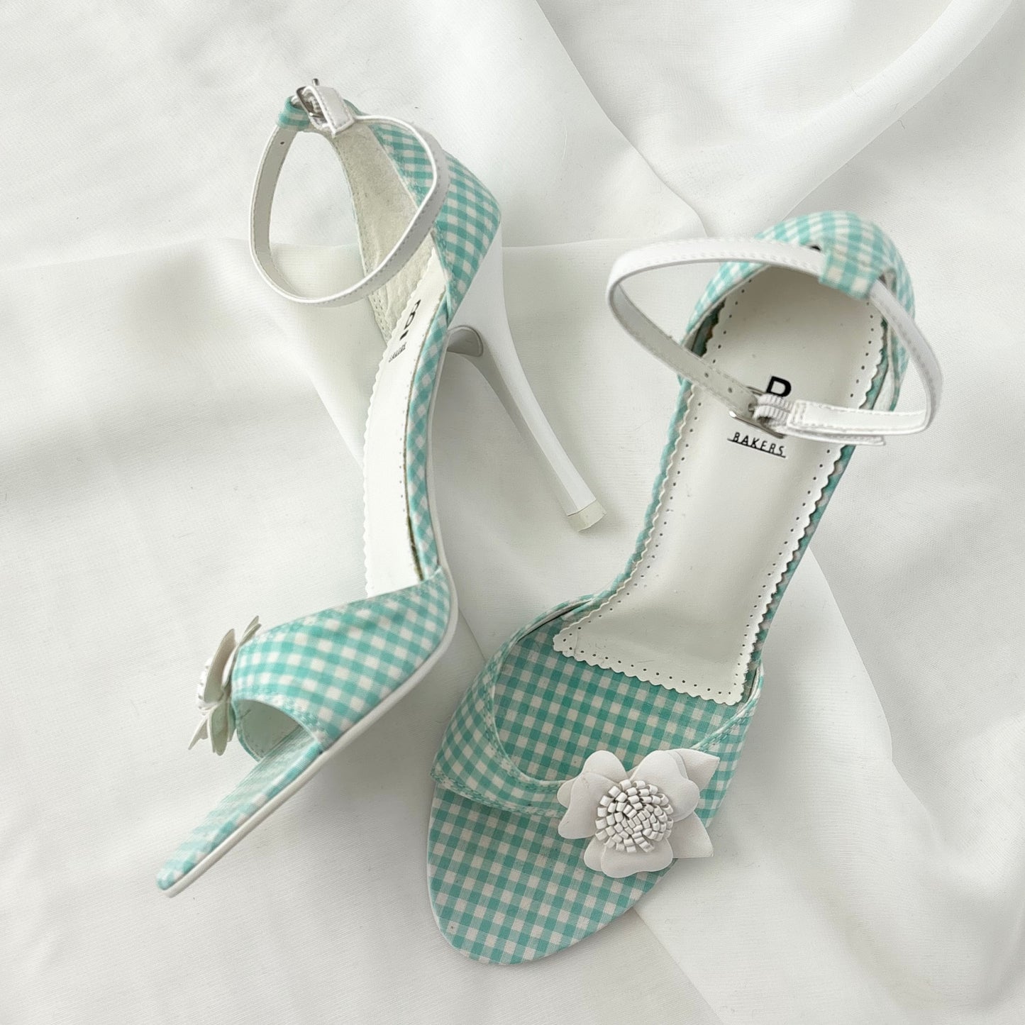 Vintage Gingham Mint Green Heels (8)