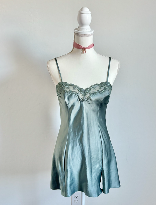 Vintage Victoria’s Green Secret Silk Lingerie Dress (Extra Small)