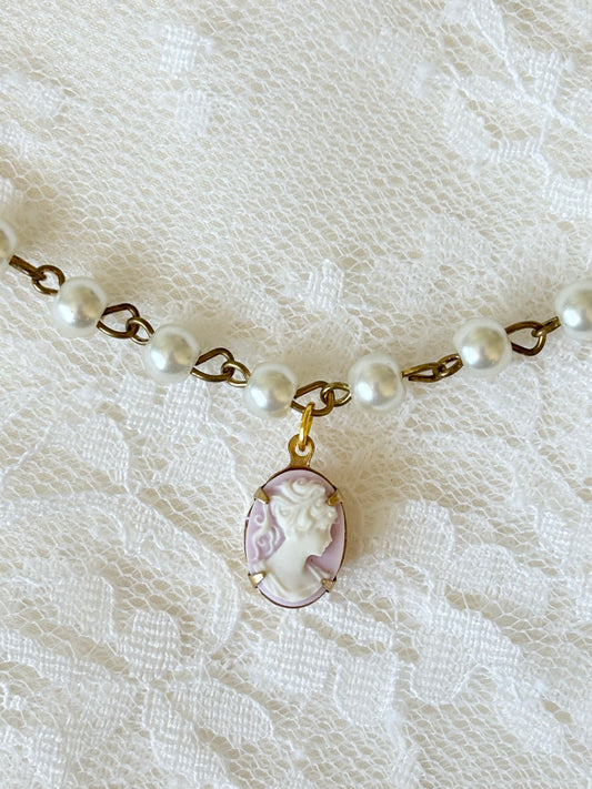 The Rosalie Vintage Pearl Cameo Choker Necklace