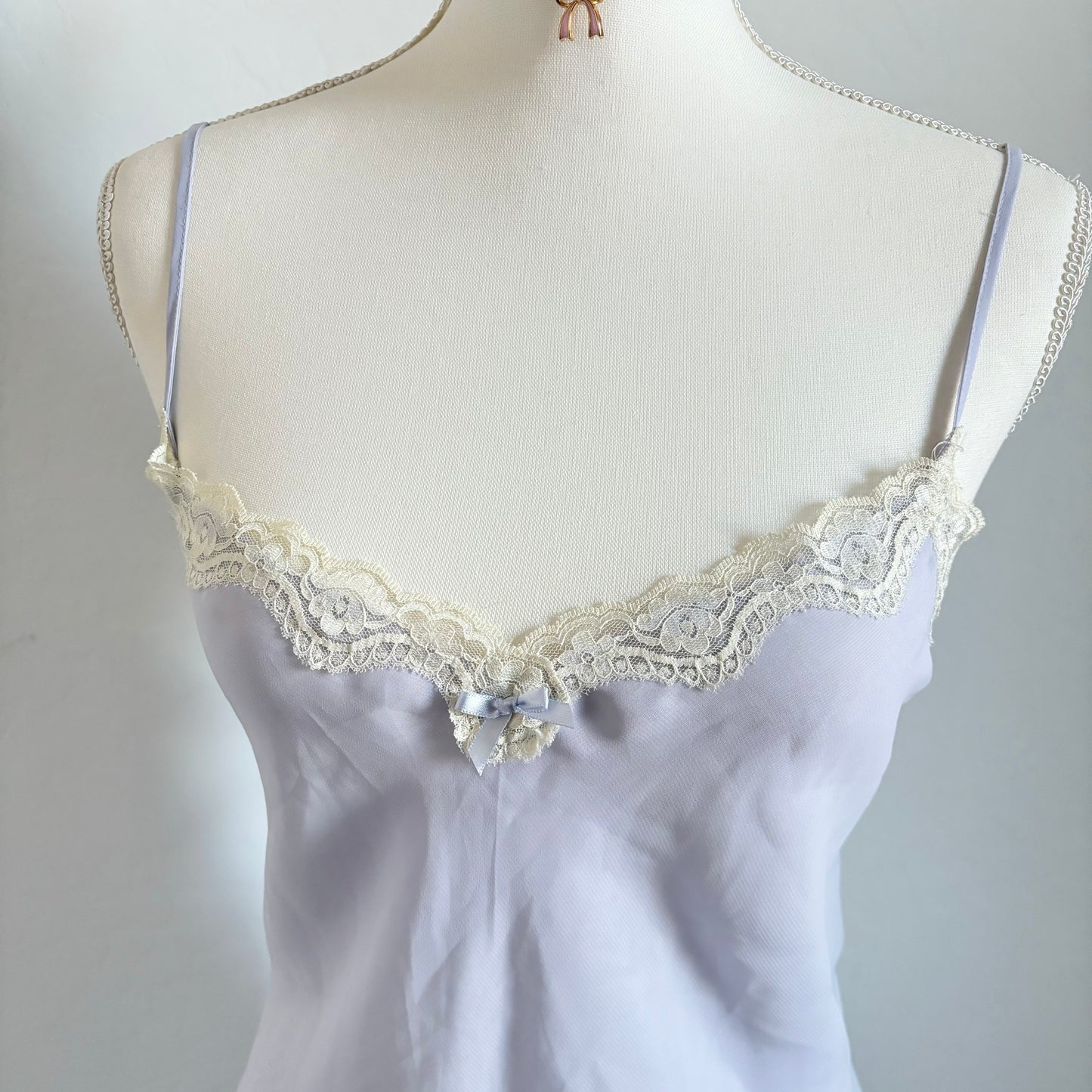 Vintage Pastel Lingerie Spaghetti Strap Sheer Lavender Dress (Large)