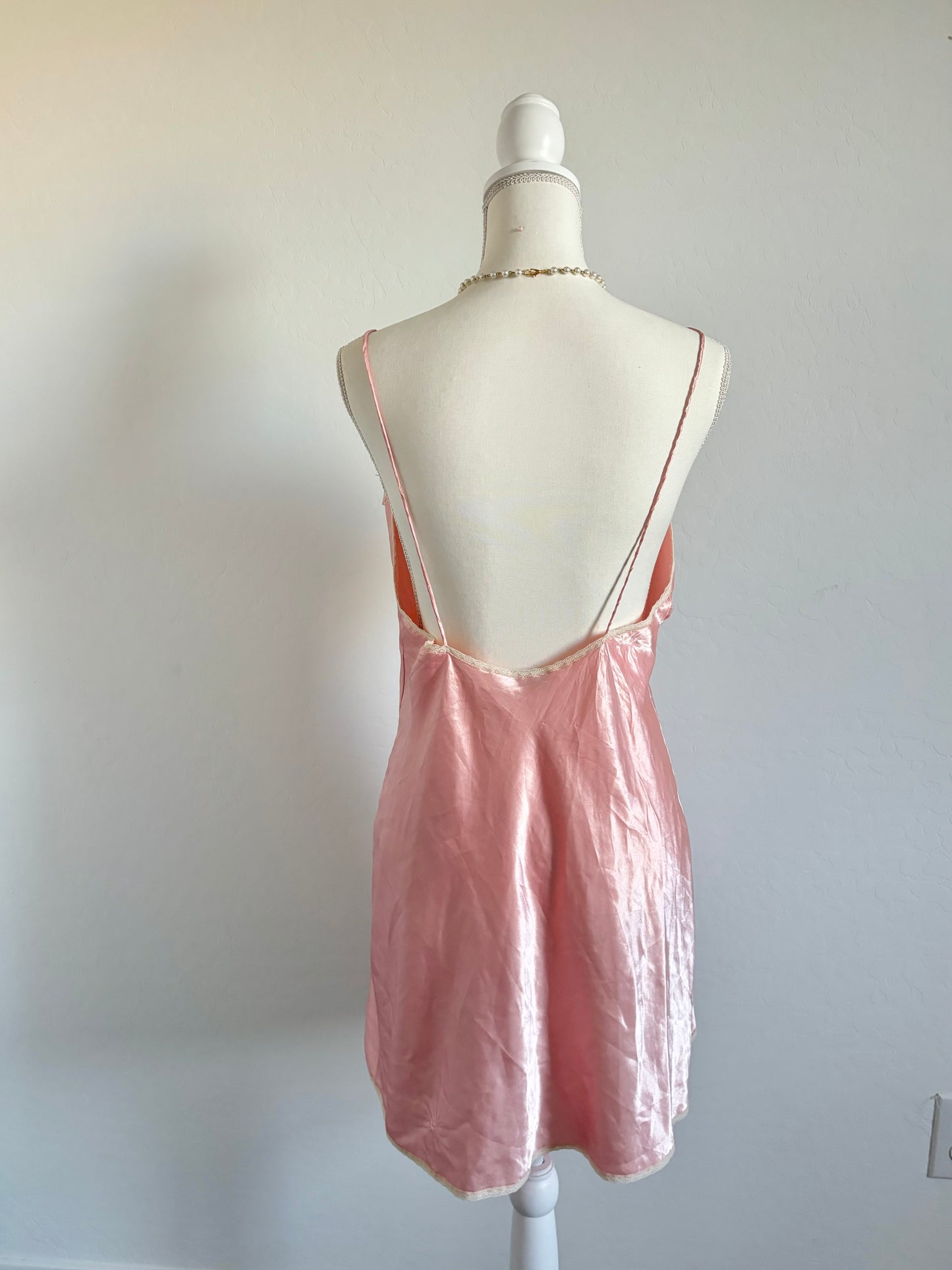 Vintage Silky Pink 1970’s Lingerie Dress (Medium)