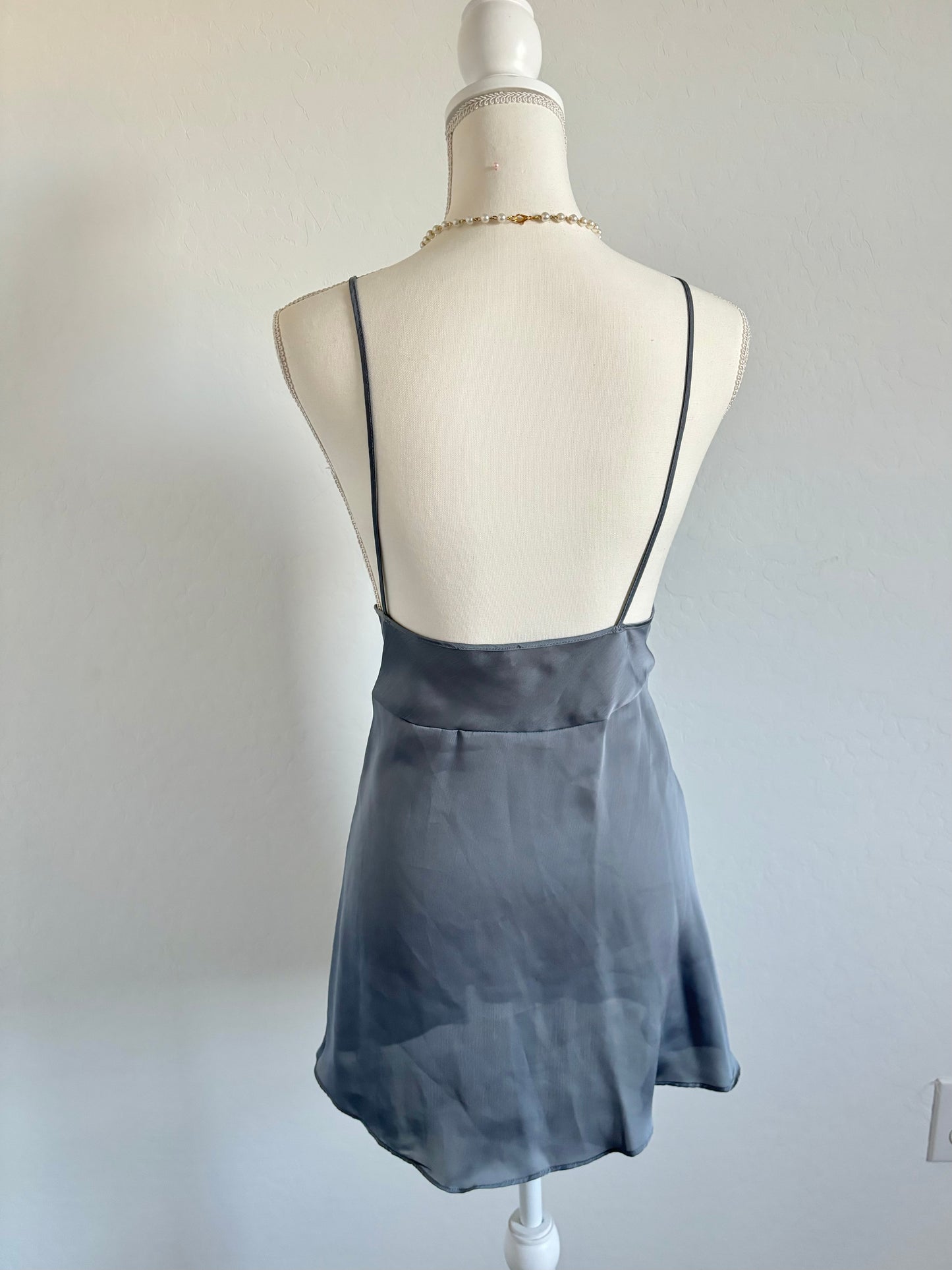 Vintage Cinema Etoile Grey Fly-Away Mini Lingerie Dress (Large)