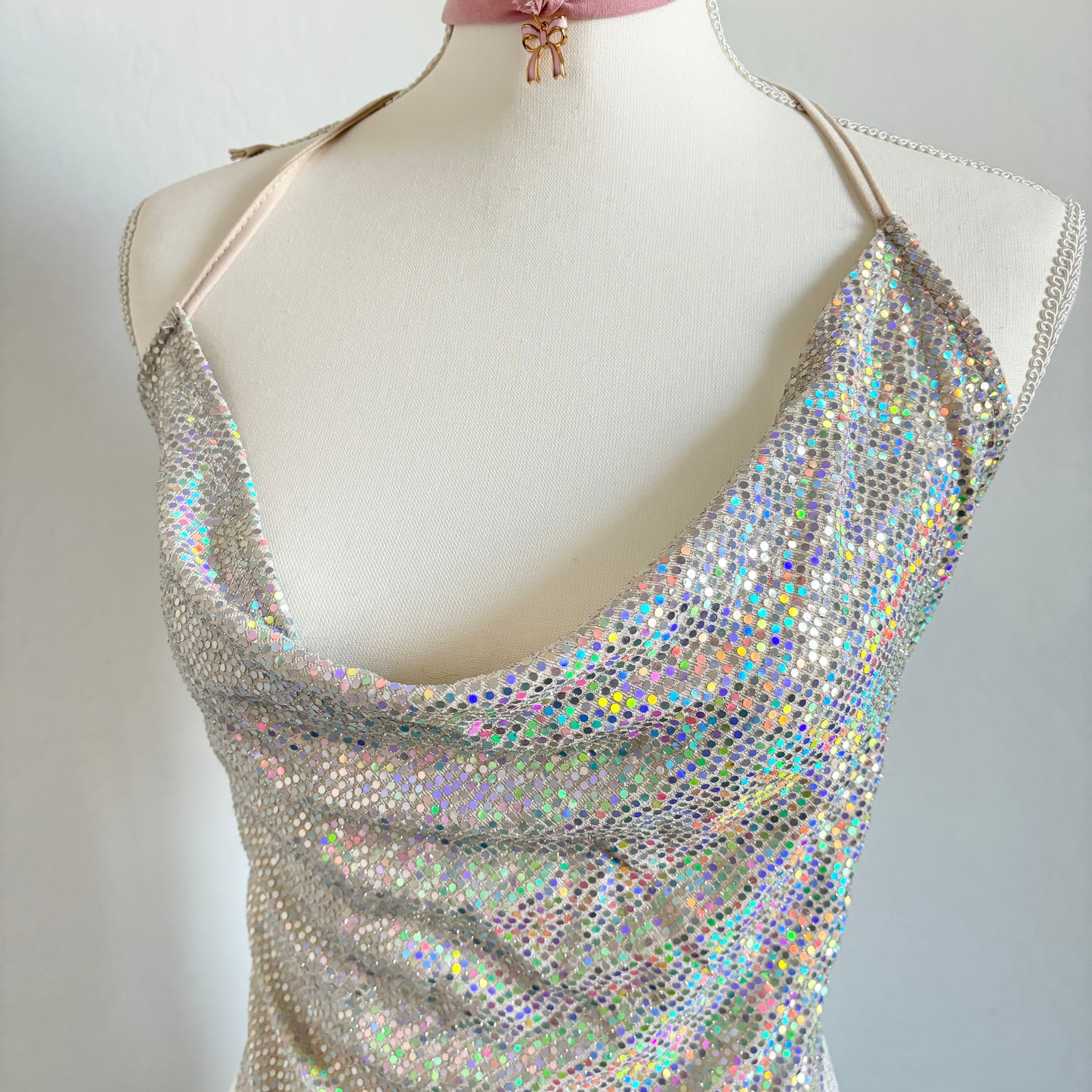 Shimmer Halter 90’s Backless Top (Small)