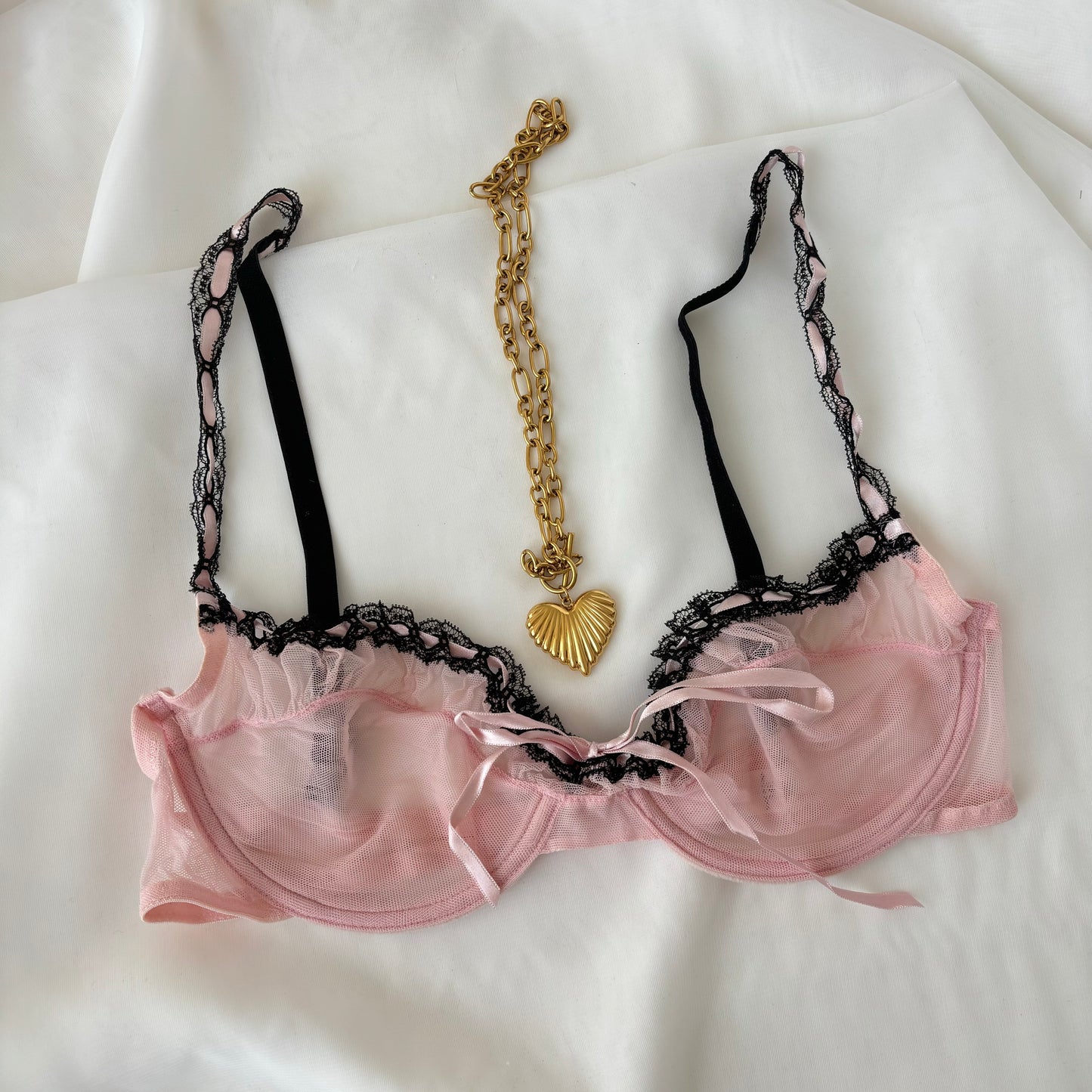 Vintage Coquette Pastel Mesh Bra (34B)