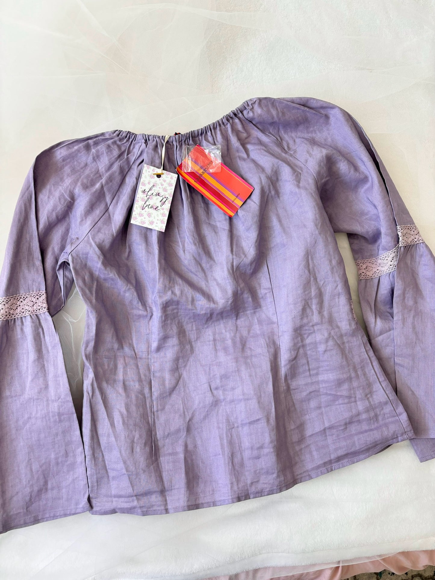 Vintage Dusty Purple Boho Longsleeve Top (Large)