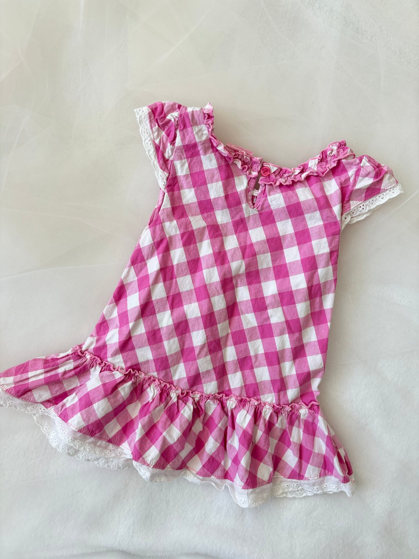 Y2K Plaid Babydoll Floral Dress (4T)