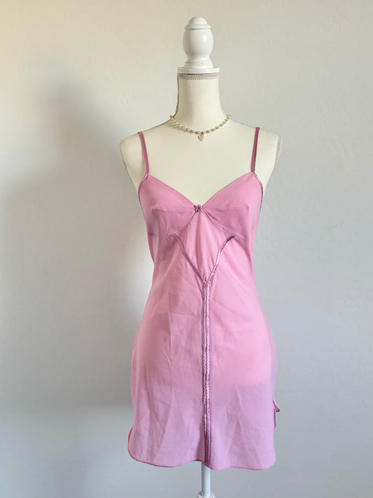 Vintage Purple Mini Sheer Slip Dress (Small)