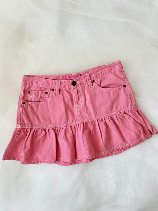 Y2K Micro Mini Ruffle Denim Aeropostale Skirt (Extra Small)