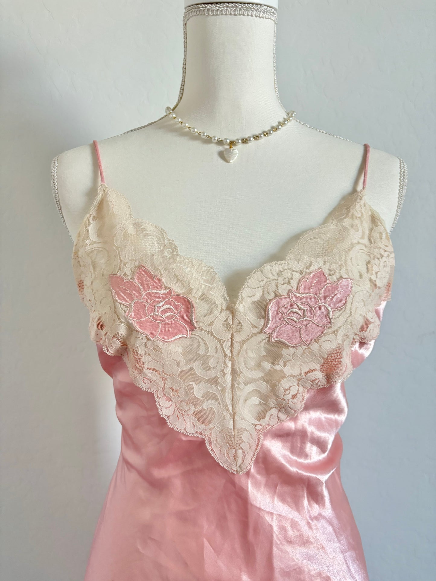 Vintage Silky Pink 1970’s Lingerie Dress (Medium)