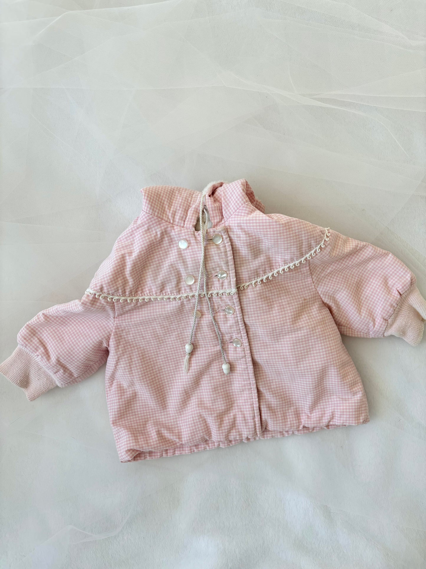 Vintage Pink Gingham Button Up Jacket (9mo)