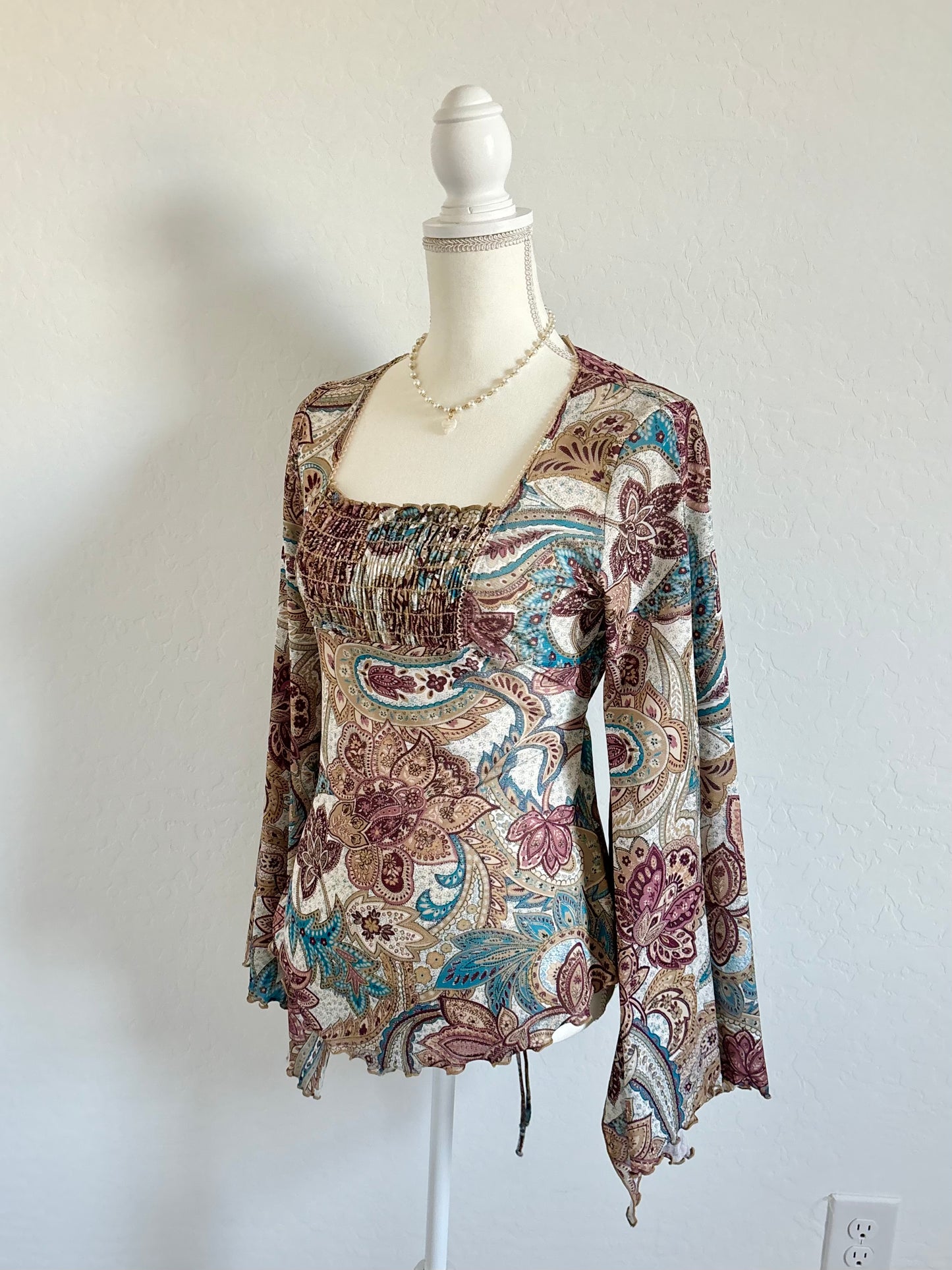 Rare Bell Sleeve Vintage 90’s Bohemian Longsleeve Top (Small)