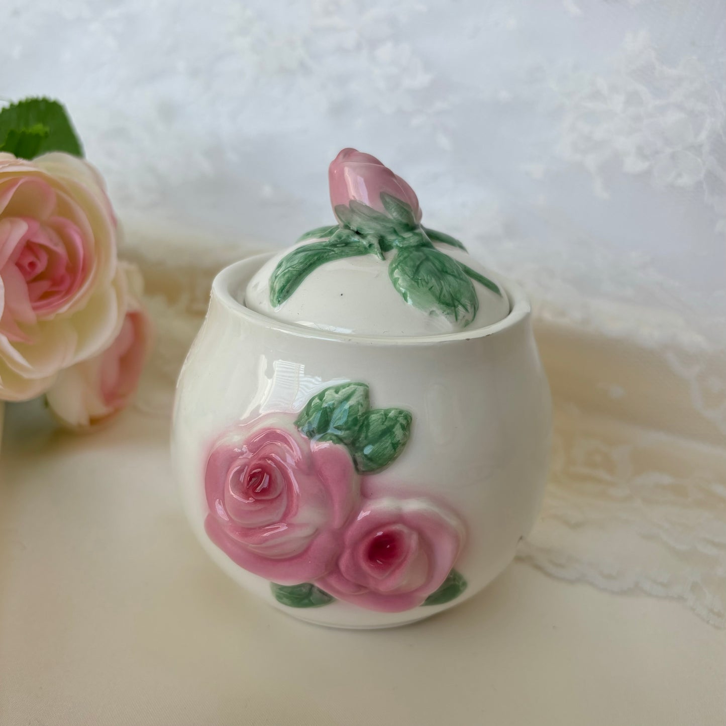 Vintage Ceramic Floral Jar