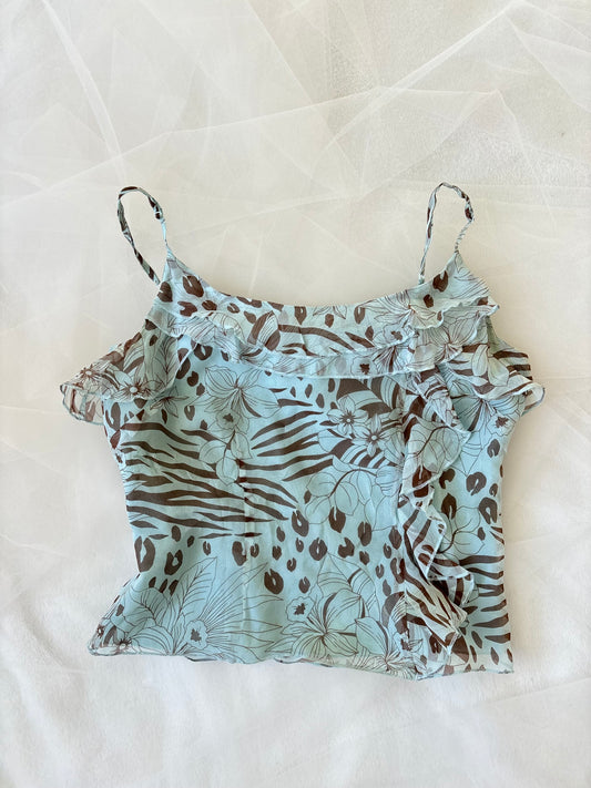 Vintage 100% Silk Camisole Zip-Up Top (Small)