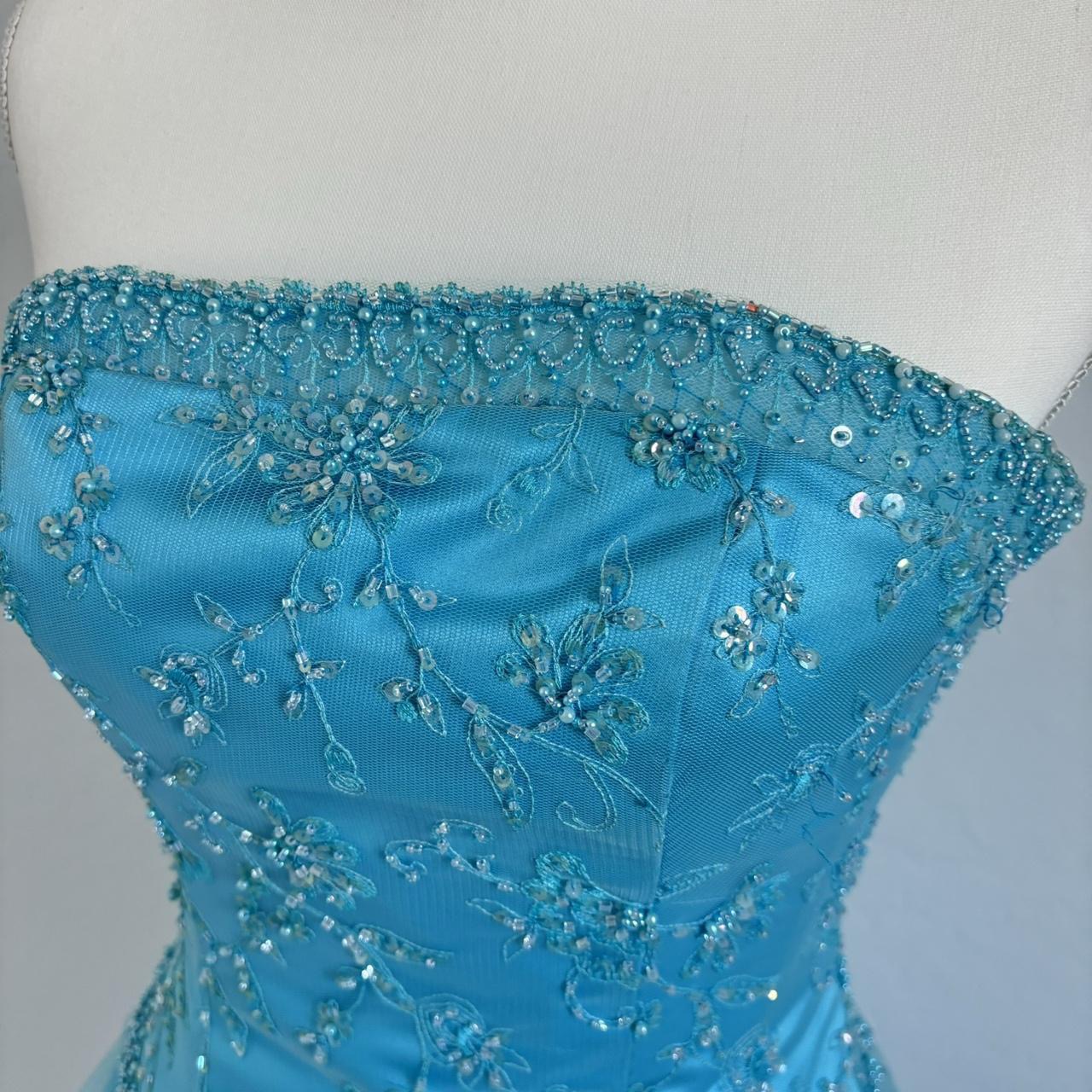 90’s Vintage Beaded Ball Gown Prom Dress (Extra Small)