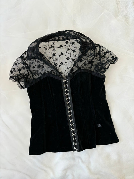 Vintage Tripp NYC Black Velvet Corset Top (XXL)