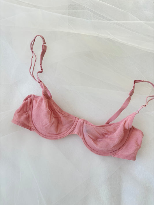 Vintage Italian Blush Pink Mesh Bra (34C)