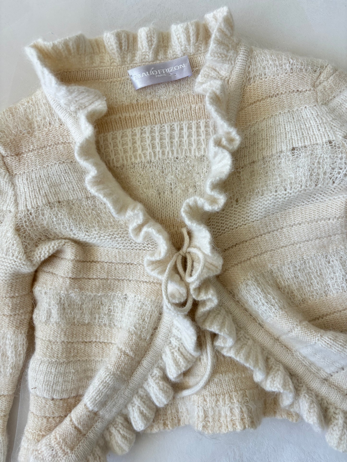 Vintage 80’s Ruffle Cozy Cropped Cardigan (Extra Small)