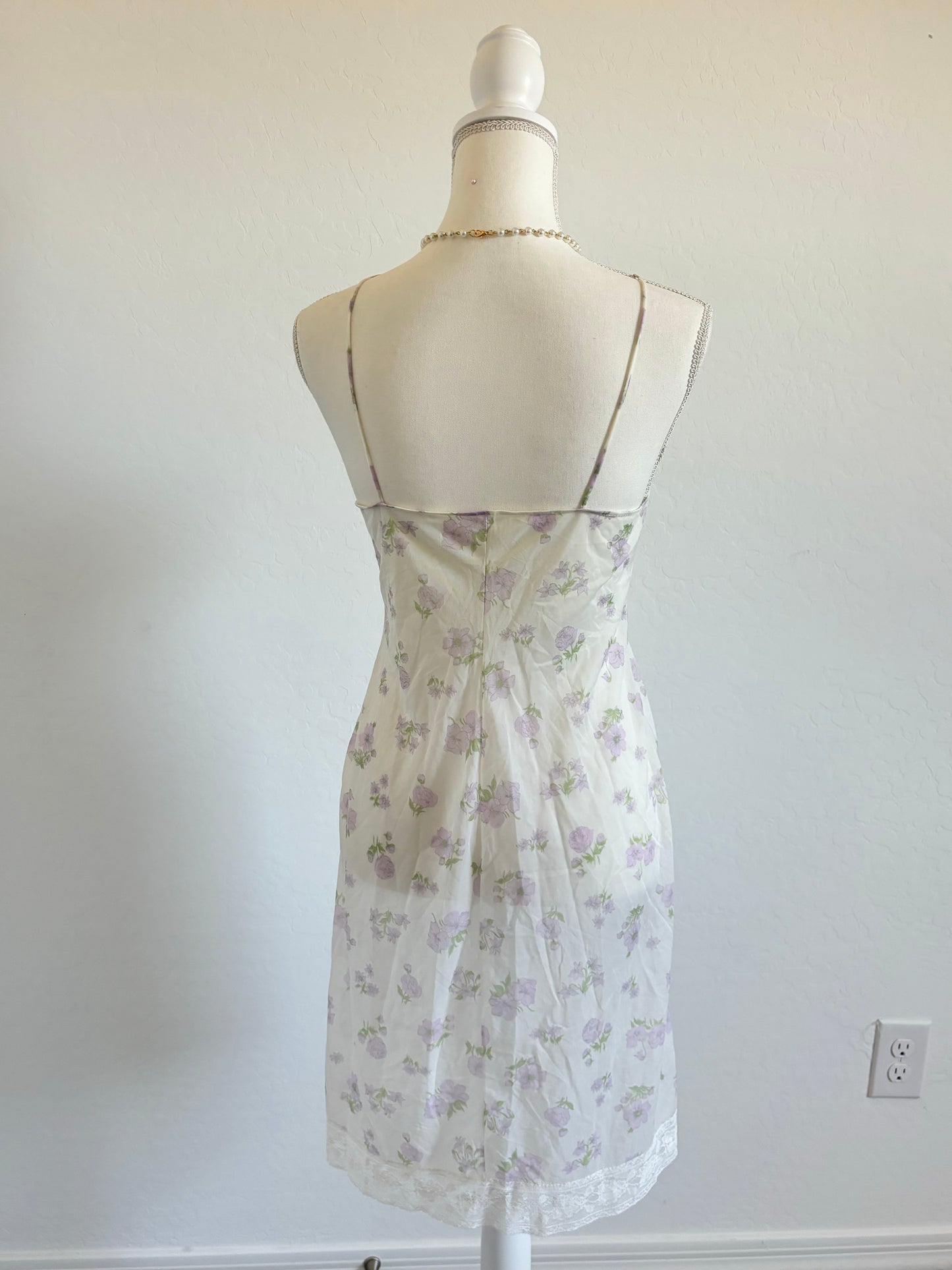 Vintage Pastel Floral Sheer 80’s Lingerie Dress (Small)