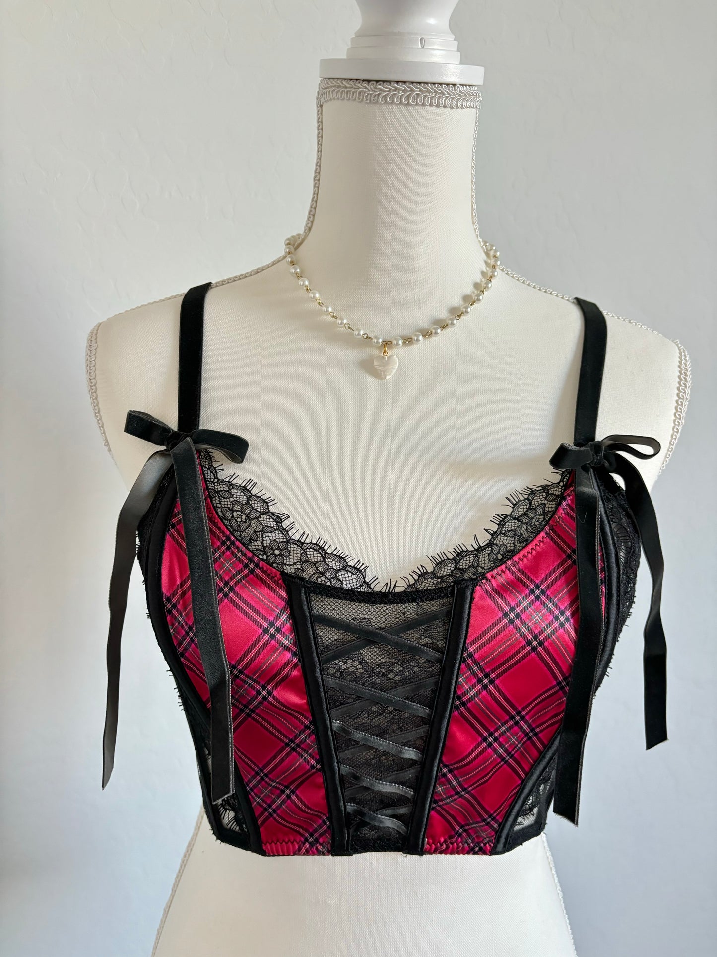 Victoria’s Secret Holiday Plaid Corset Red Top (Small)