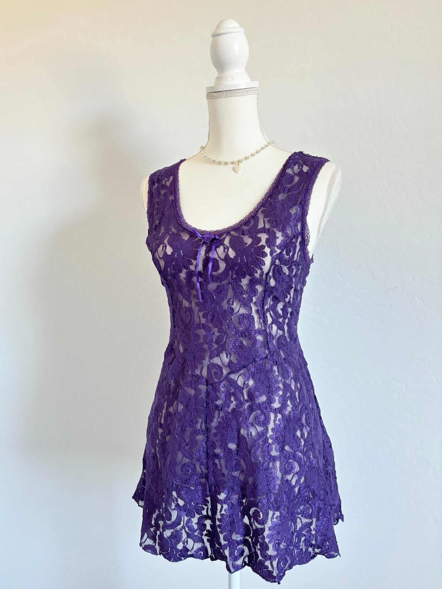 Vintage Sugar Plum Lace Babydoll Lingerie Dress (Medium)