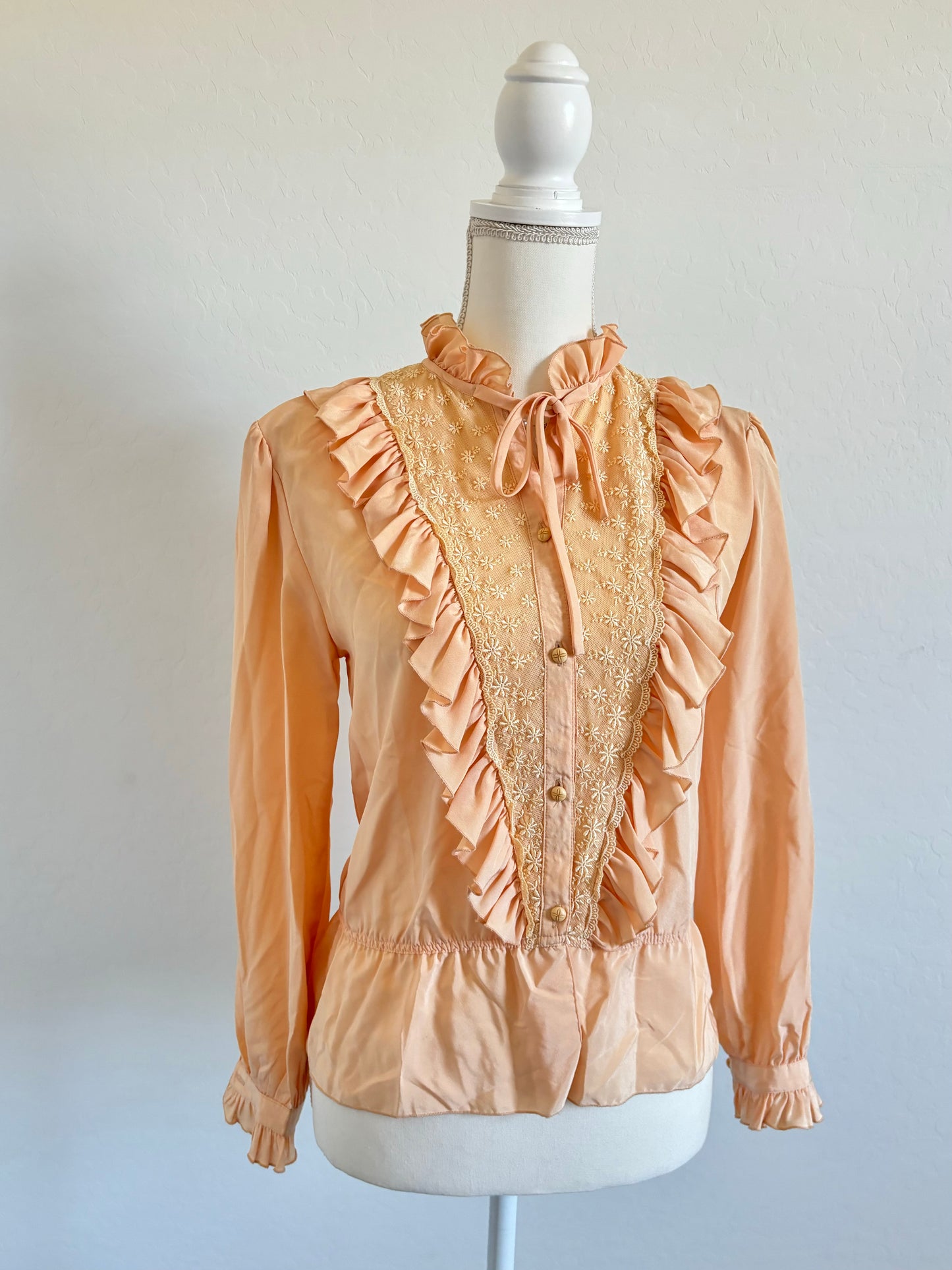 Vintage 1970’s Peach Prairie Blouse Top (Medium)