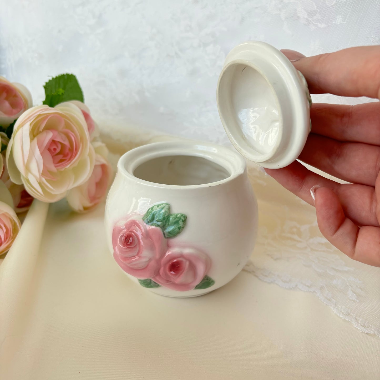 Vintage Ceramic Floral Jar