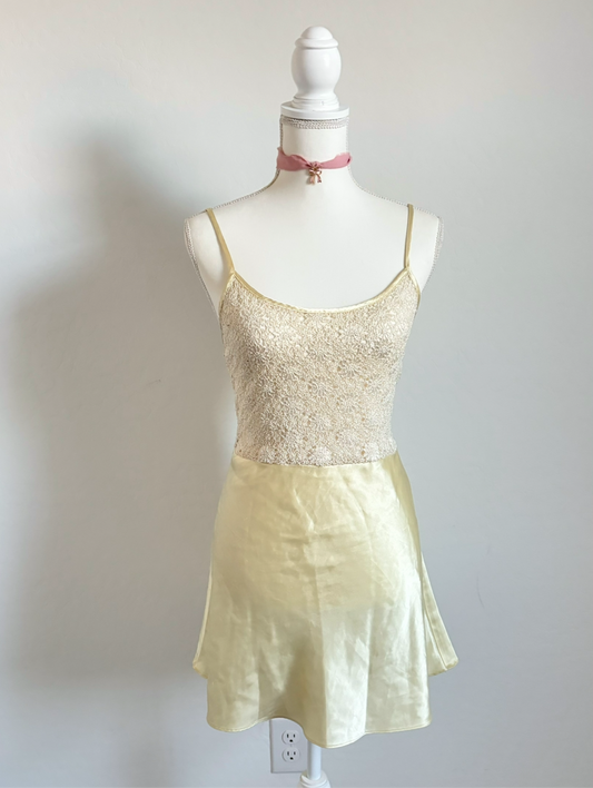 Vintage Princess Belle Lingerie Satin Mini Dress (Small)