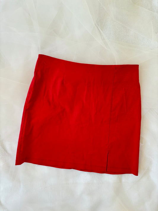 Vintage 90’s Mini Red Stretchy Zip-Up Skirt (Large)