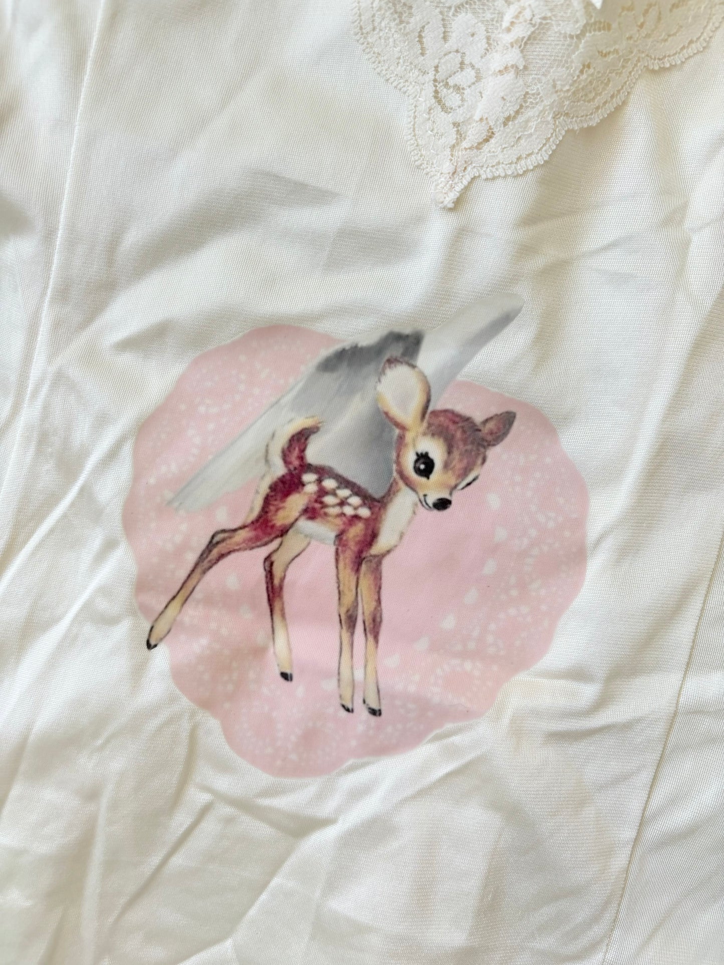 Vintage Reworked Bambi Satin Stretchy Cami 60’s Top (Large)