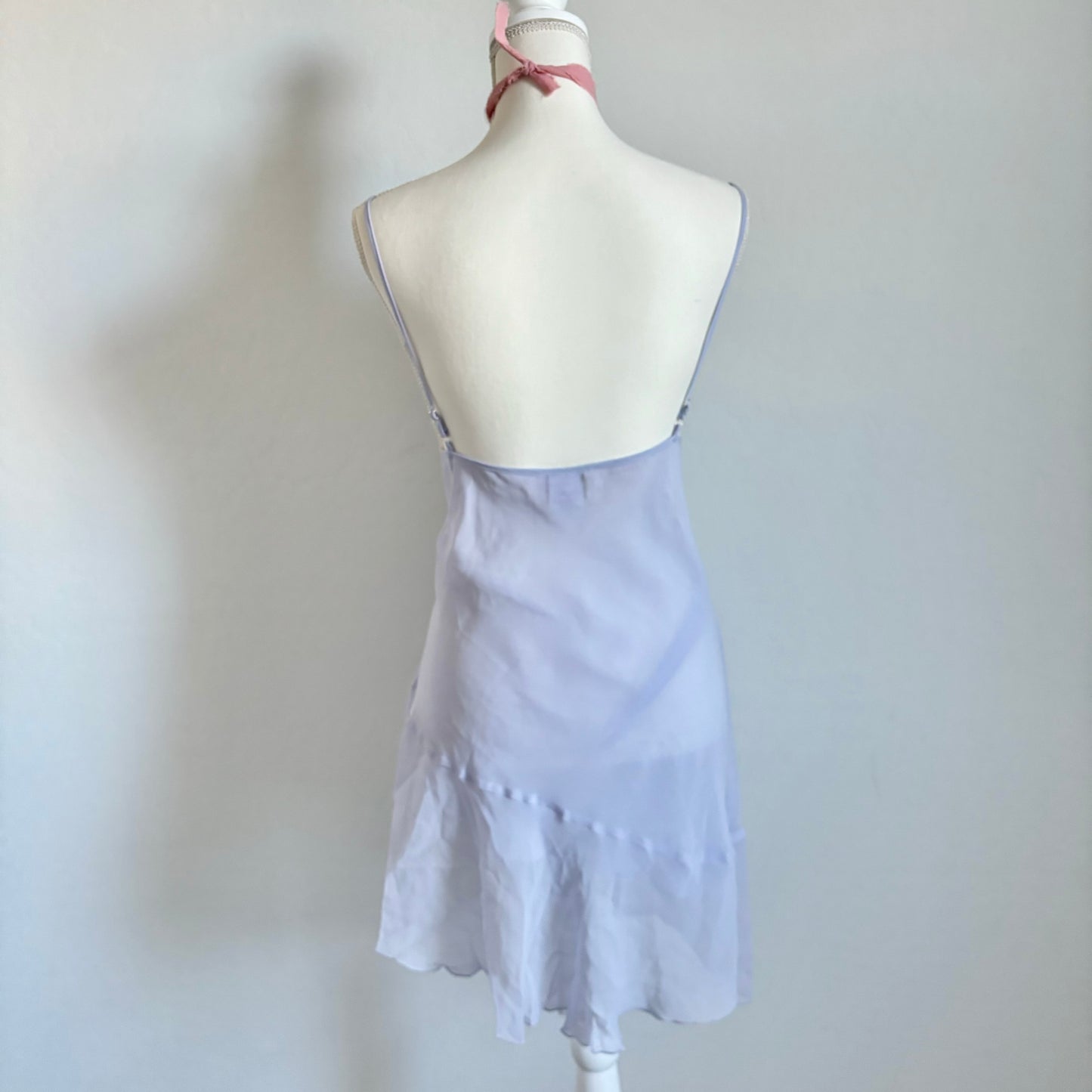 Vintage Pastel Lingerie Spaghetti Strap Sheer Lavender Dress (Large)