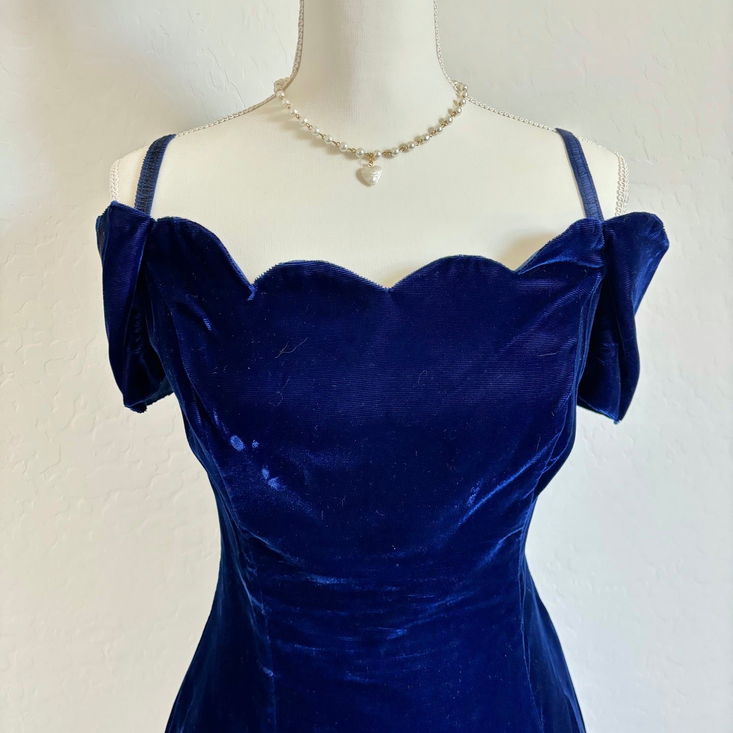 Vintage Velvet Babydoll Blue Tulle Mini Flare Zip-Up Dress (Medium)