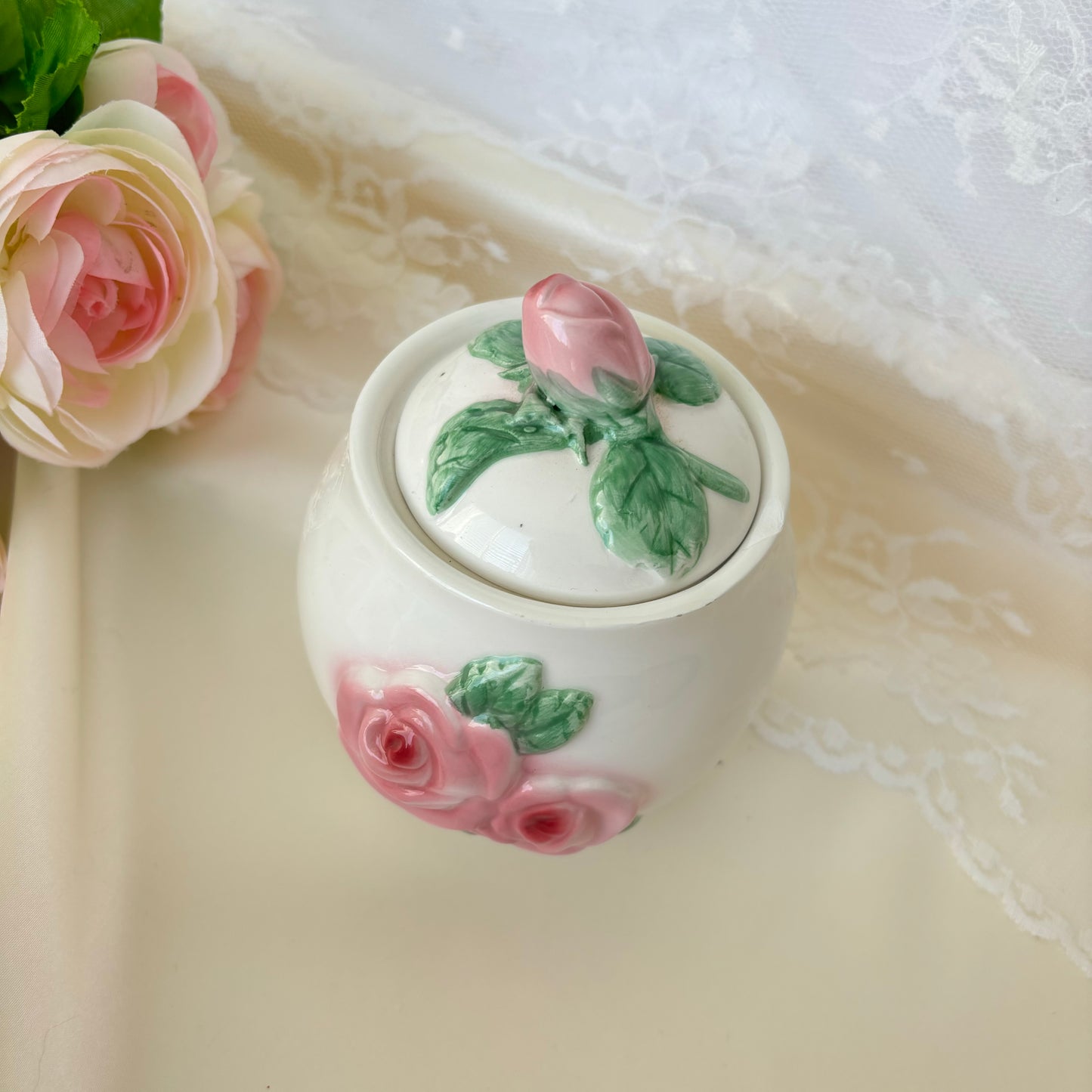 Vintage Ceramic Floral Jar