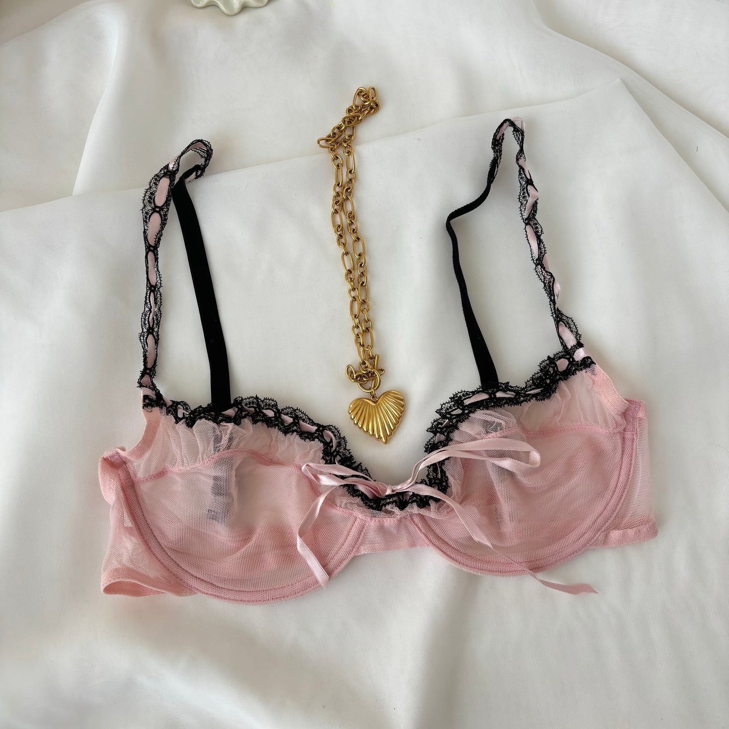 Vintage Coquette Pastel Mesh Bra (34B)