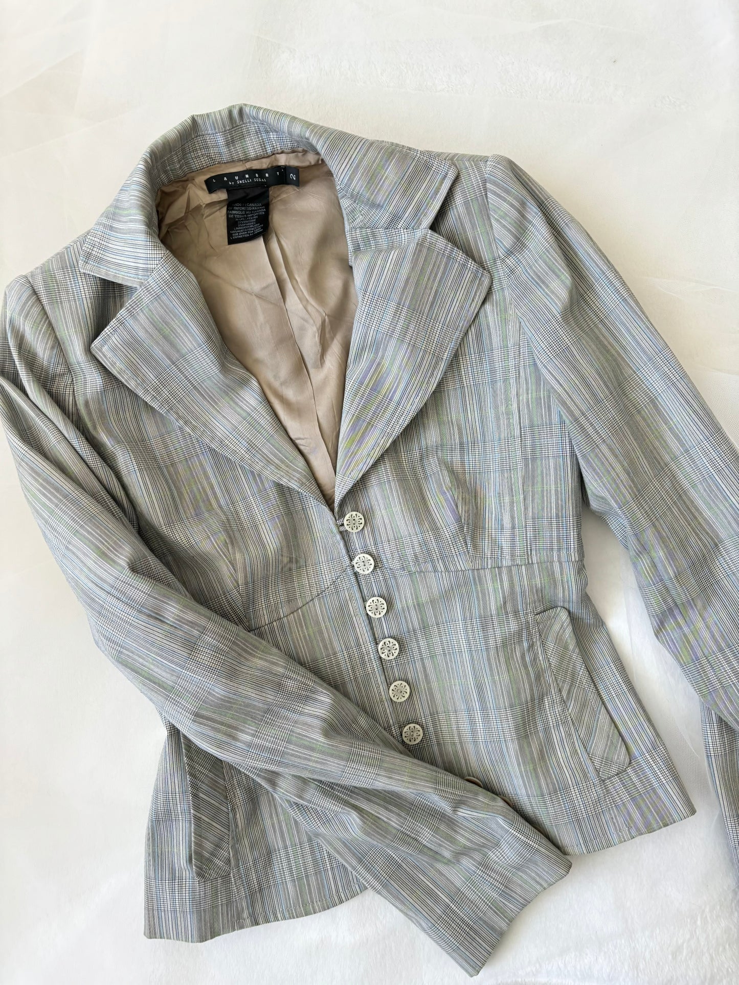 Vintage Pinstripe Blazer Coat Jacket (Small)