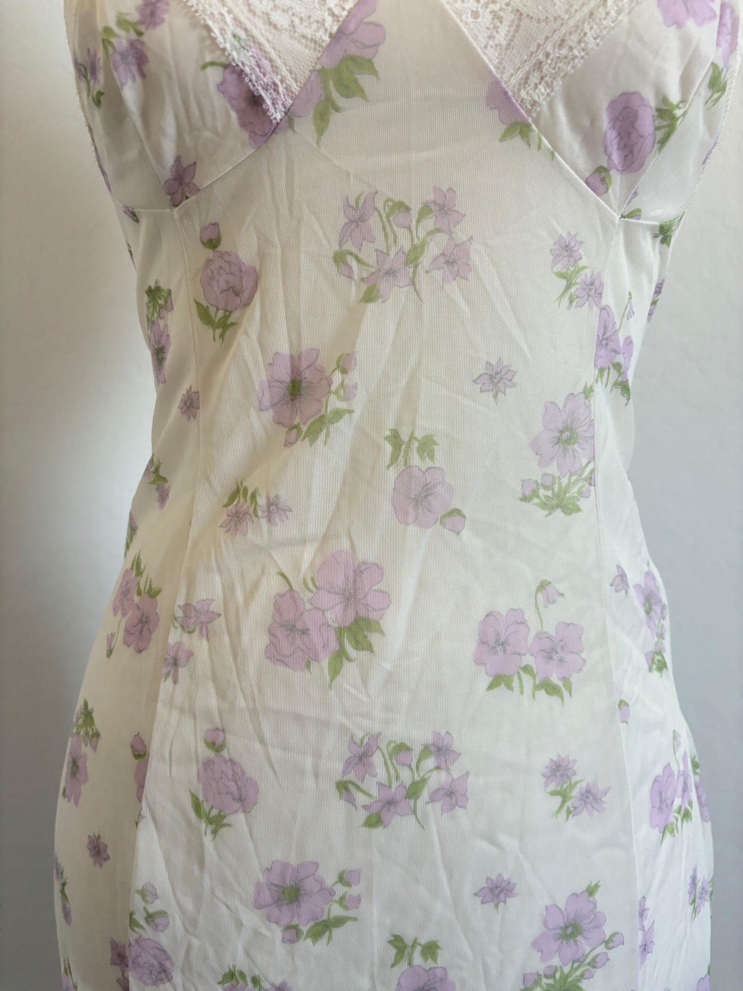 Vintage Pastel Floral Sheer 80’s Lingerie Dress (Small)