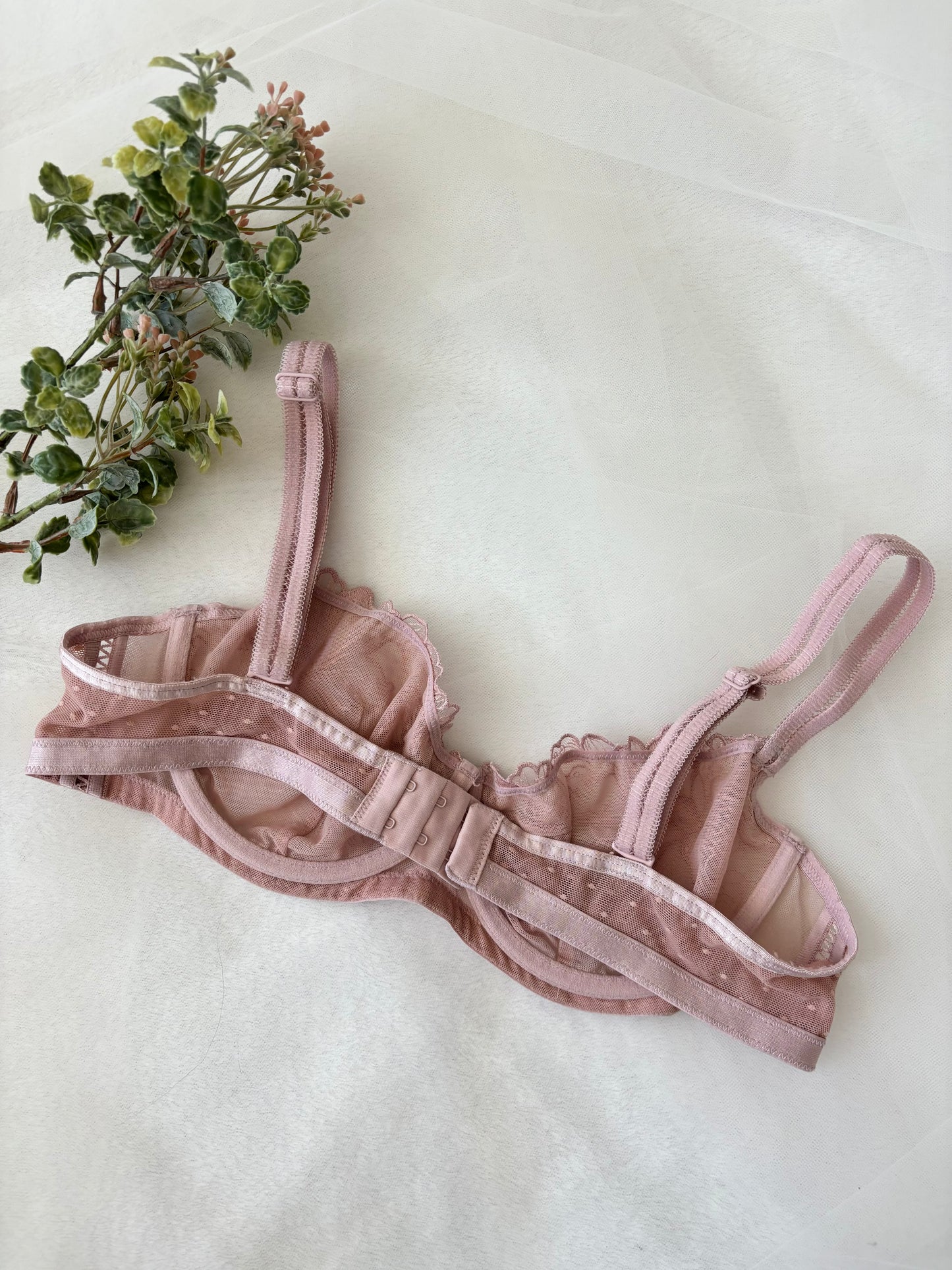 Fairy Pink Glitter Shimmery Floral Bra (36C)