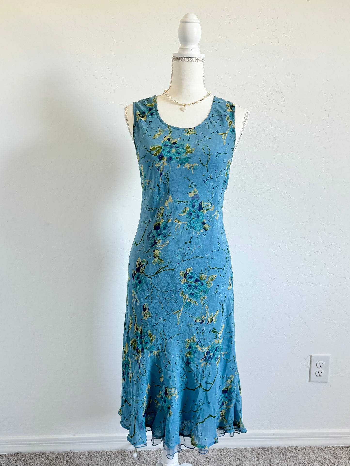 Vintage Floral Midi Dress (Medium)