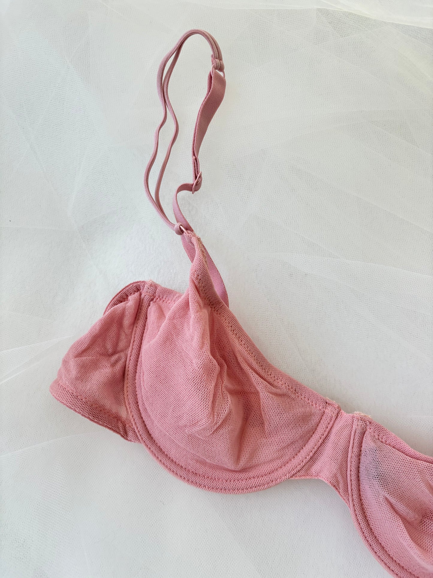 Vintage Italian Blush Pink Mesh Bra (34C)